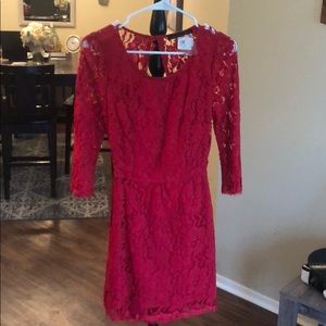 Open back red lace dress - M